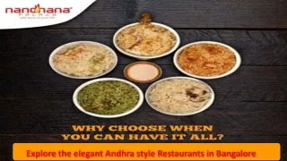Explore the elegant Andhra style Restaurants in Bangalore