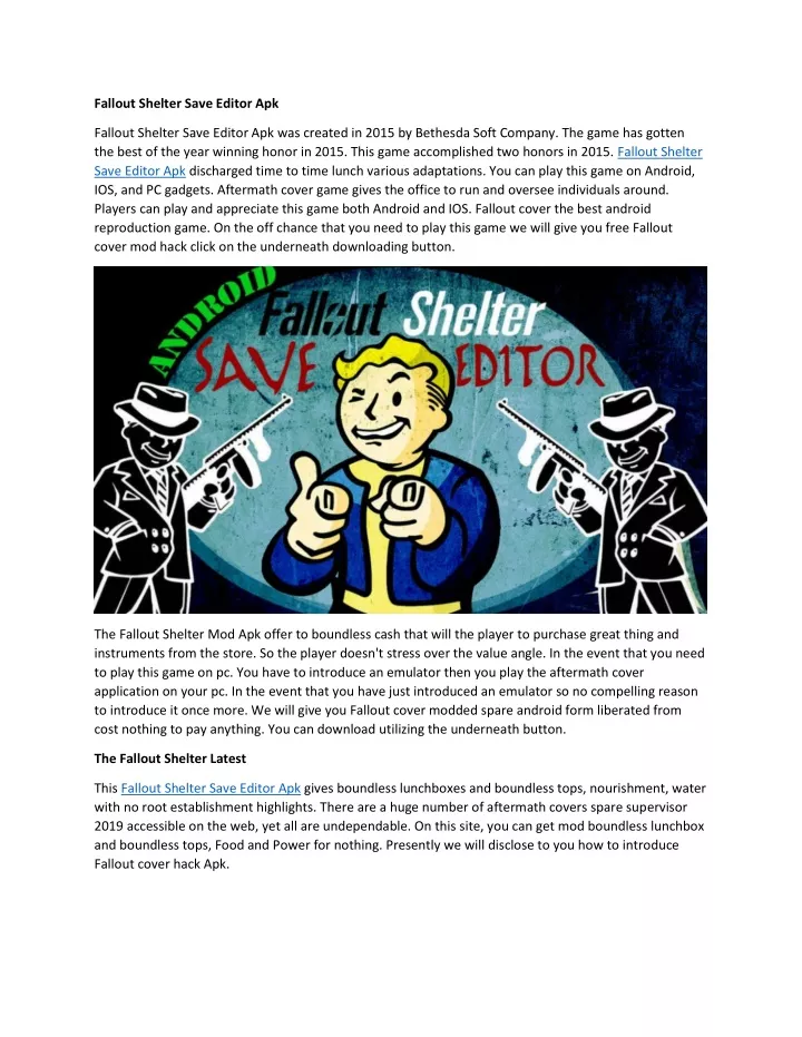 fallout shelter save editor apk