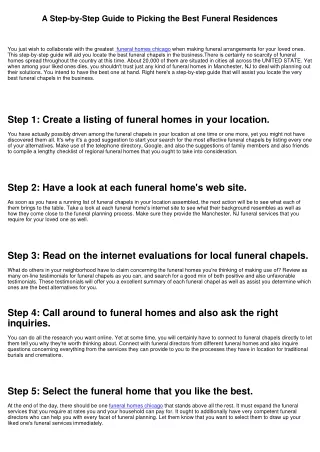 A Step-by-Step Guide to Picking the very best Funeral Service Homes