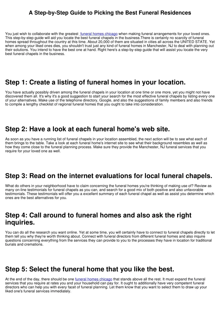 a step by step guide to picking the best funeral