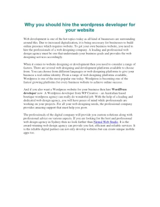 Why you should hire the wordpress developer for your website