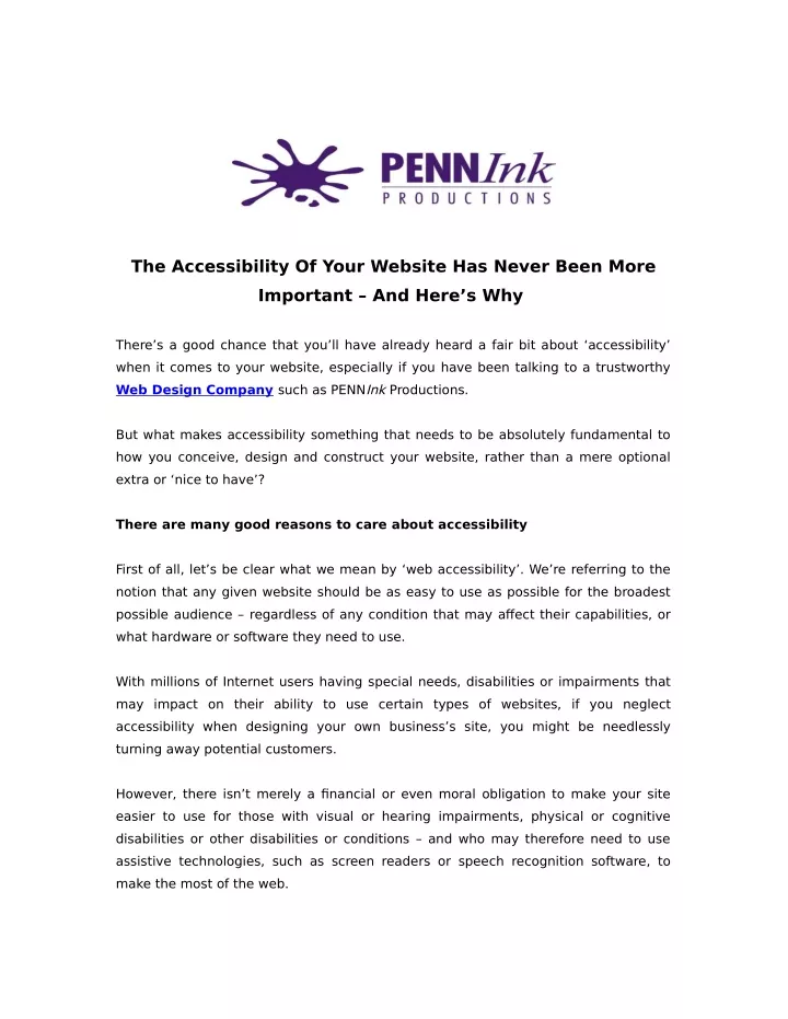 the accessibility of your website has never been