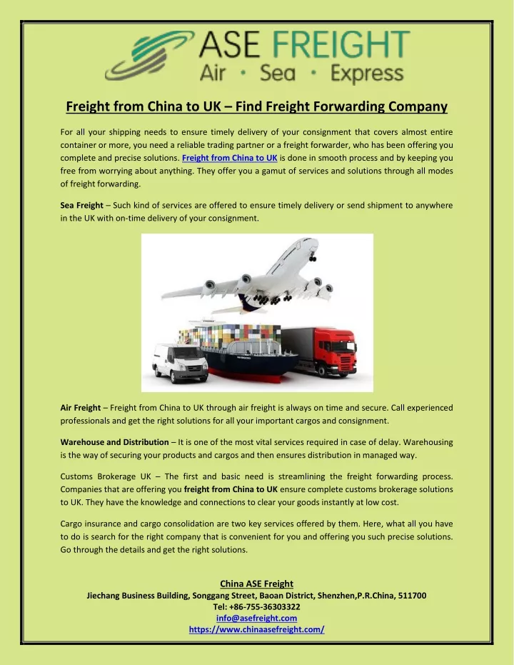 freight from china to uk find freight forwarding