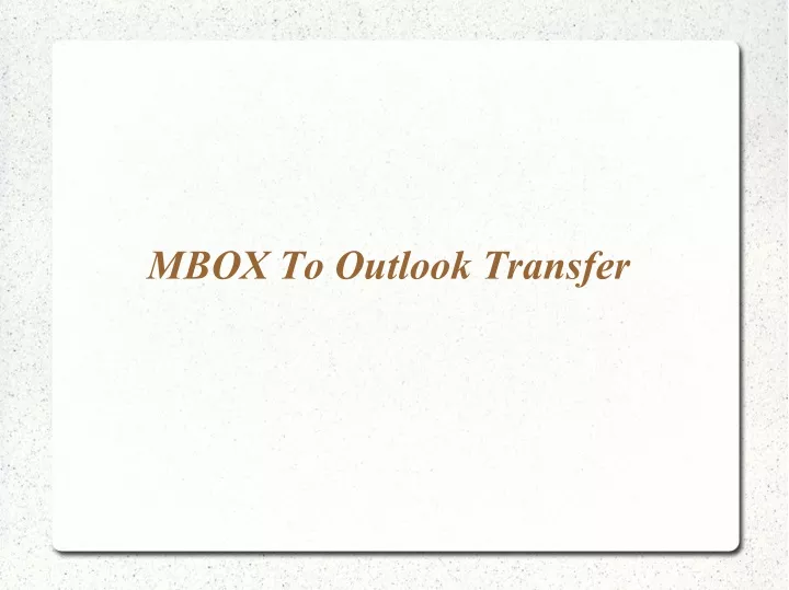 mbox to outlook transfer