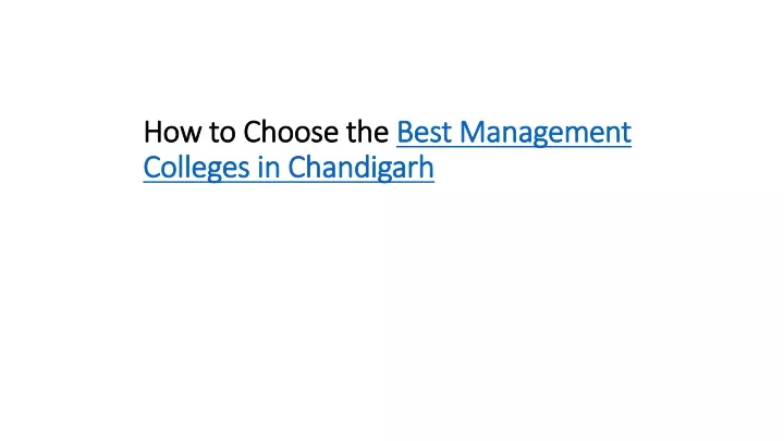 how to choose the best management colleges in chandigarh