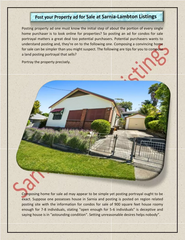 posting property ad one must know the initial