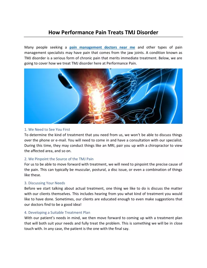how performance pain treats tmj disorder