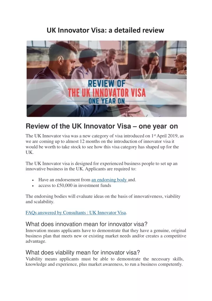 uk innovator visa a detailed review