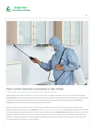 Pest Control Services Uncovered in Abu Dhabi