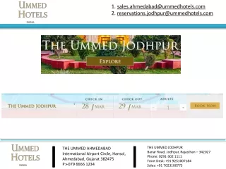 sales ahmedabad@ummedhotels com reservations