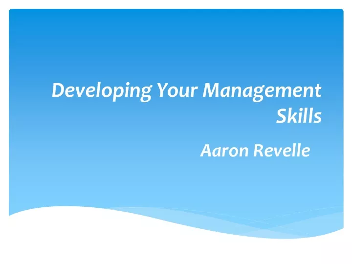 developing your management skills
