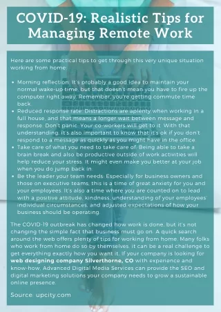 covid 19 realistic tips for managing remote work