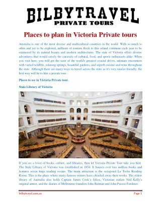 Places to plan in Victoria Private tours