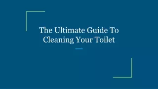 The Ultimate Guide To Cleaning Your Toilet