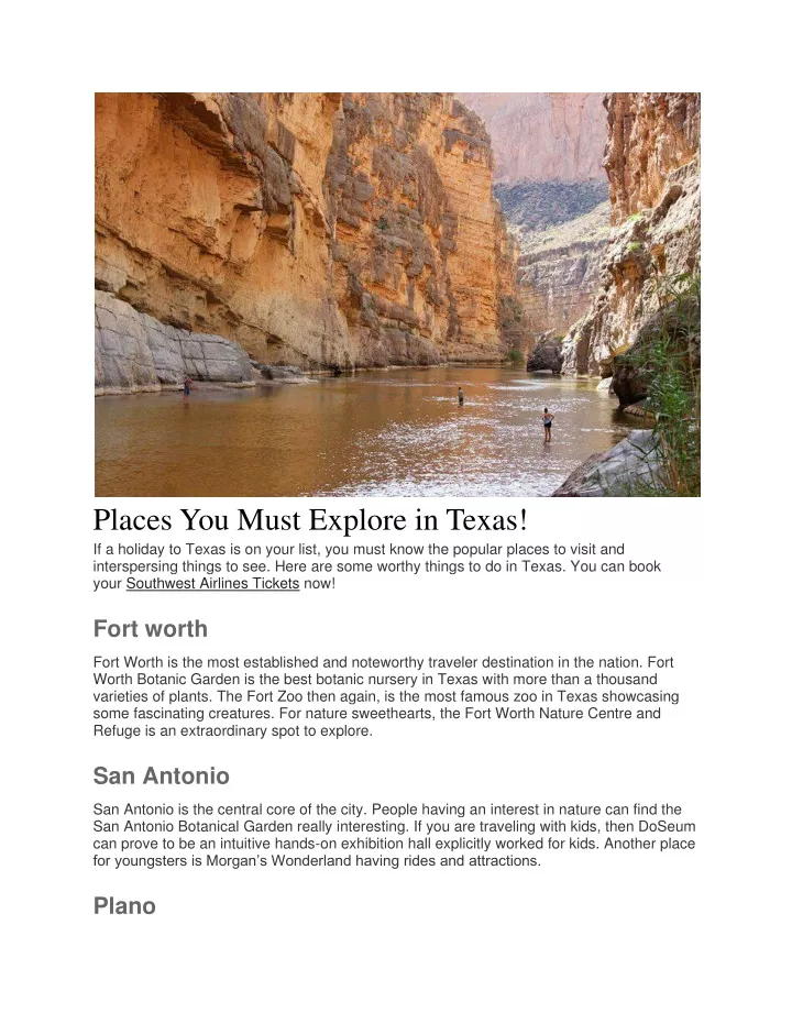 places you must explore in texas if a holiday