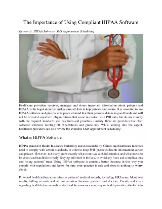 the importance of using compliant hipaa software