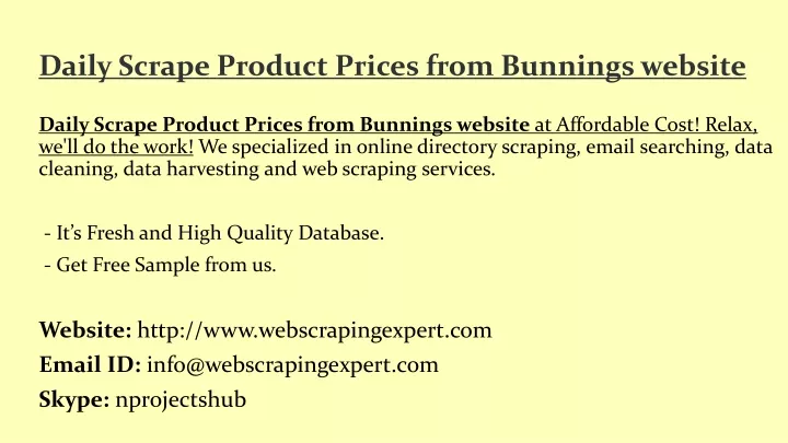 daily scrape product prices from bunnings website