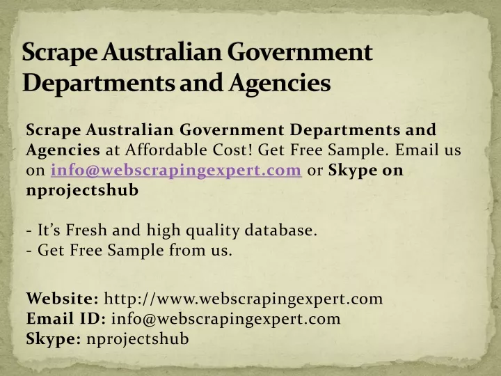 scrape australian government departments and agencies