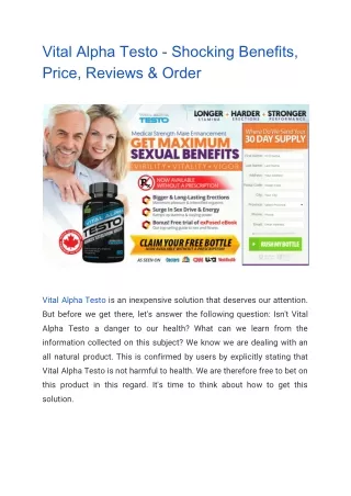 Vital Alpha Testo - Shocking Benefits, Price, Reviews & Order