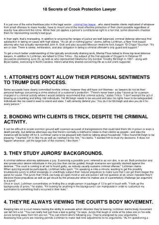 18 Keys of Offender Defense Attorneys