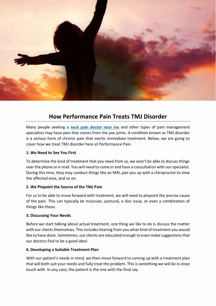 how performance pain treats tmj disorder