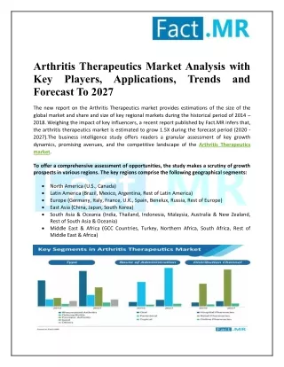 Arthritis Therapeutics Market Forecast Insights, Share, Growth and Future Trends