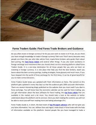 Forex Traders Guide: Find Forex Trade Brokers and Guidance