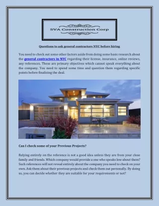 questions to ask general contractors nyc before