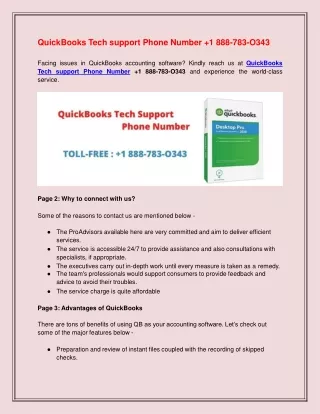 QuickBooks Tech support Phone Number  1 888-783-O343