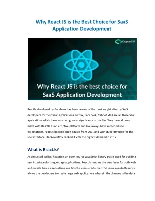 Why React JS is the best choice for SaaS Application Development