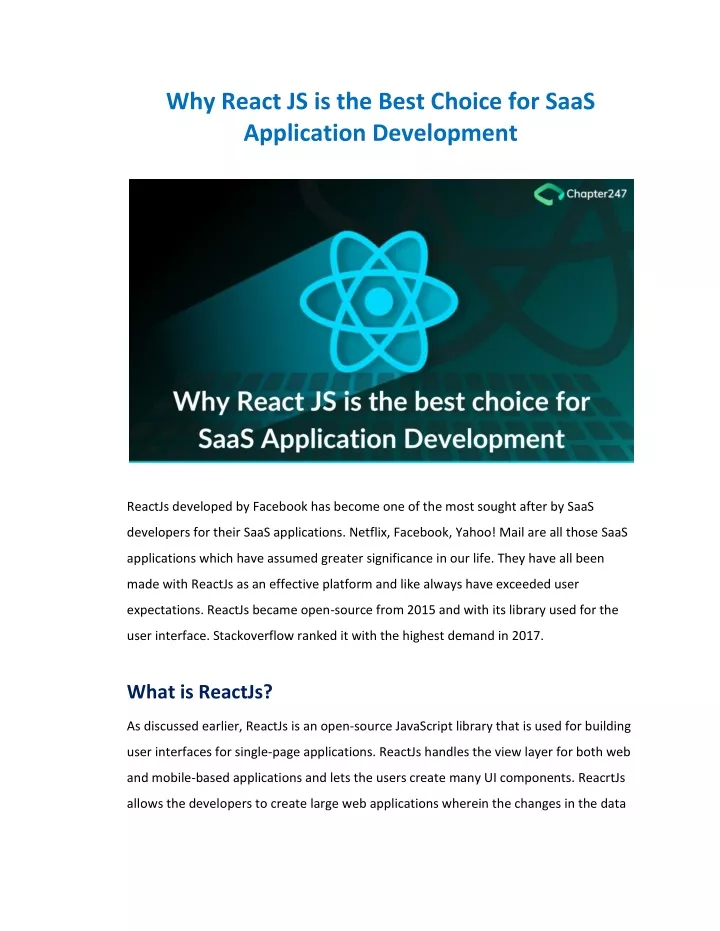 why react js is the best choice for saas