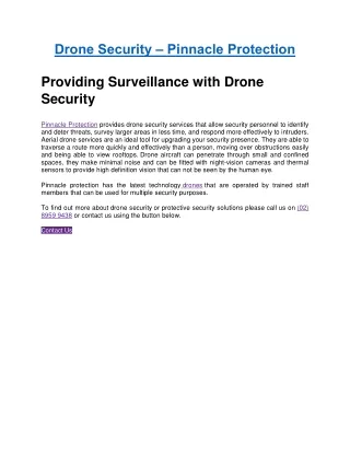 Drone Security - Pinnacle Protection