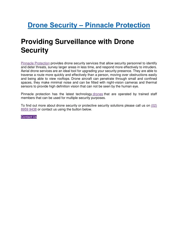 drone security pinnacle protection