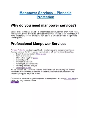 Manpower Services - Pinnacle Protection