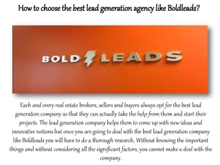 How to choose the best lead generation agency like Boldleads?