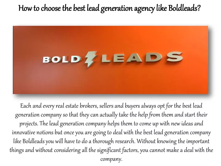 how to choose the best lead generation agency