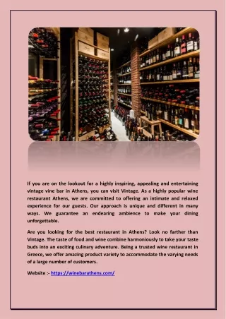 Vintage Wine Bar - Winebarathens.Com