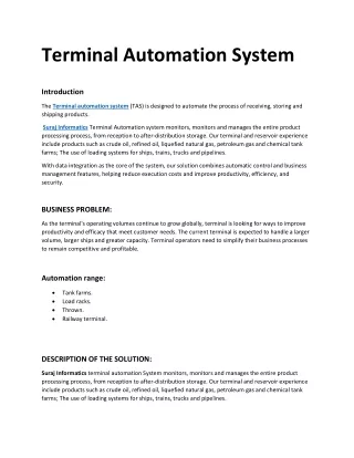 Terminal Automation System