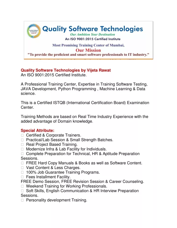 quality software technologies by vijeta rawat