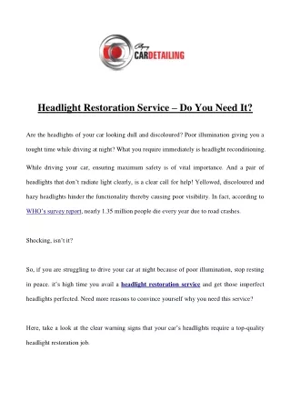 headlight restoration service do you need it
