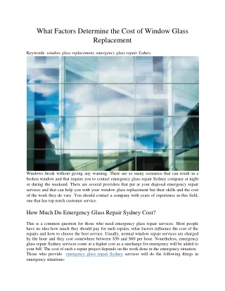 what factors determine the cost of window glass