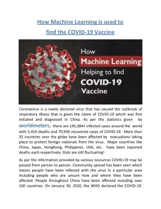 How Machine Learning is used to find the COVID-19 Vaccine