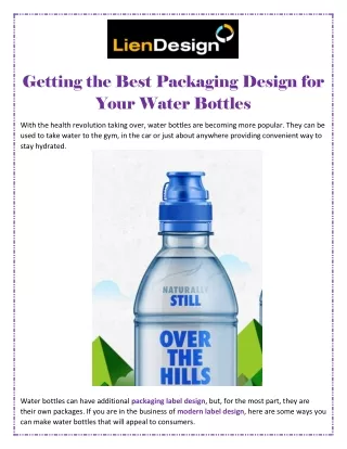 Getting the Best Packaging Design for Your Water Bottles