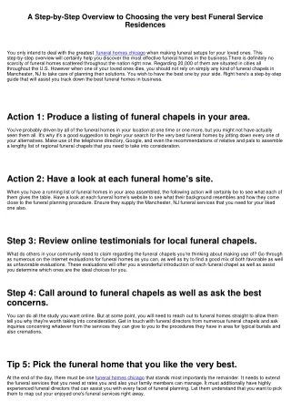 A Step-by-Step Overview to Picking the Best Funeral Homes