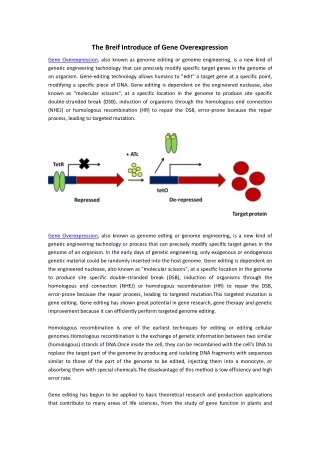 the breif introduce of gene overexpression