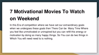 7 Best Motivational Movies To Watch on Weekend