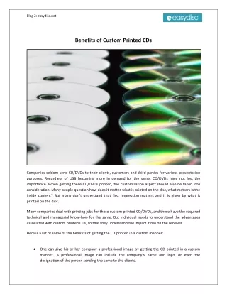 Benefits of Custom Printed CDs