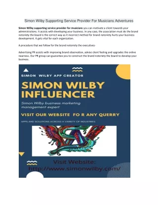 Simon Wilby Supporting Service Provider For Musicians Adventures