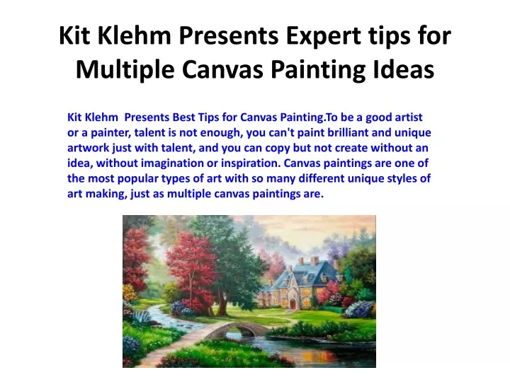 kit klehm presents expert tips for multiple canvas painting ideas