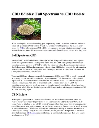 cbd edibles full spectrum vs cbd isolate